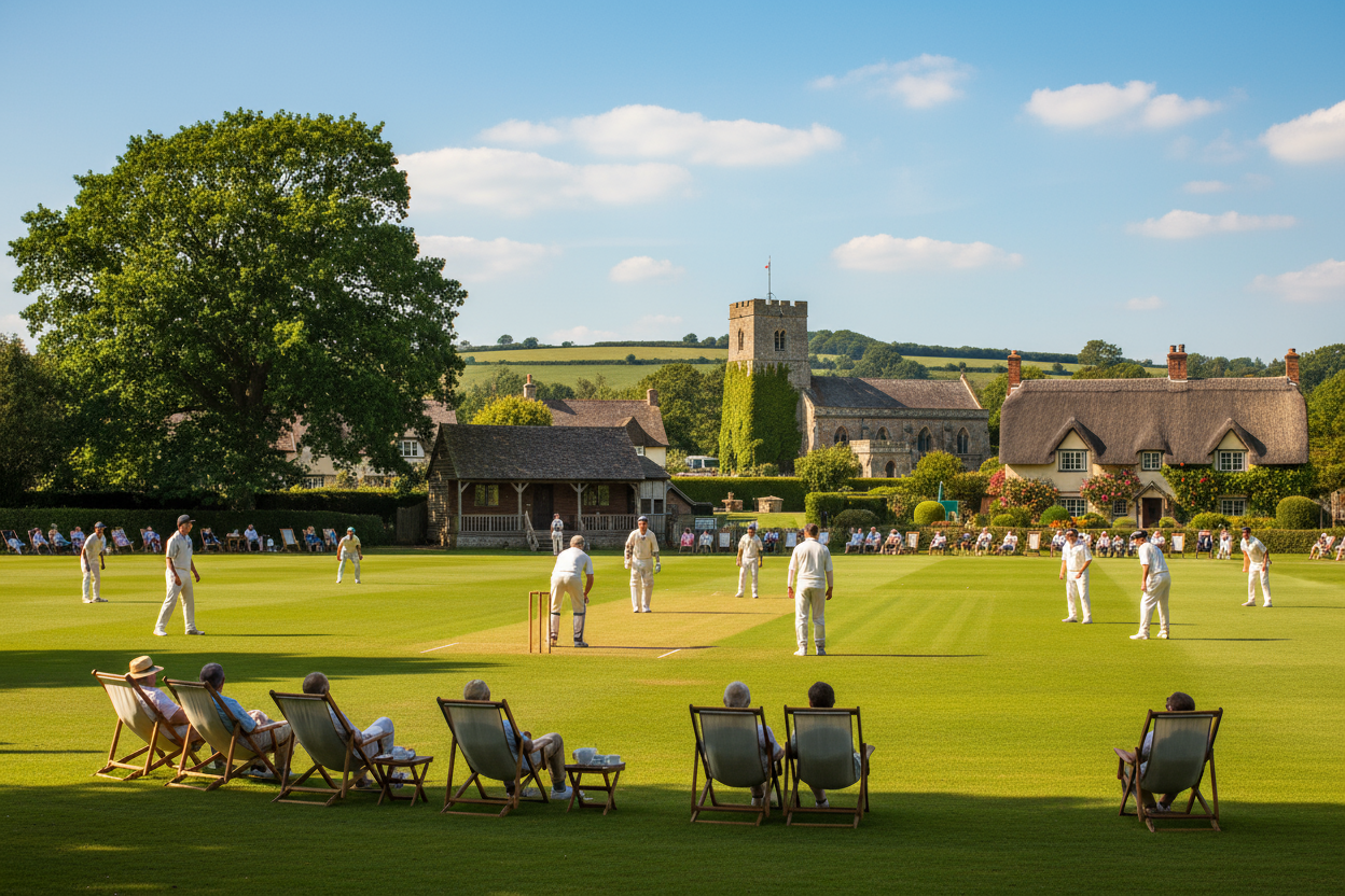 English village cricket scene