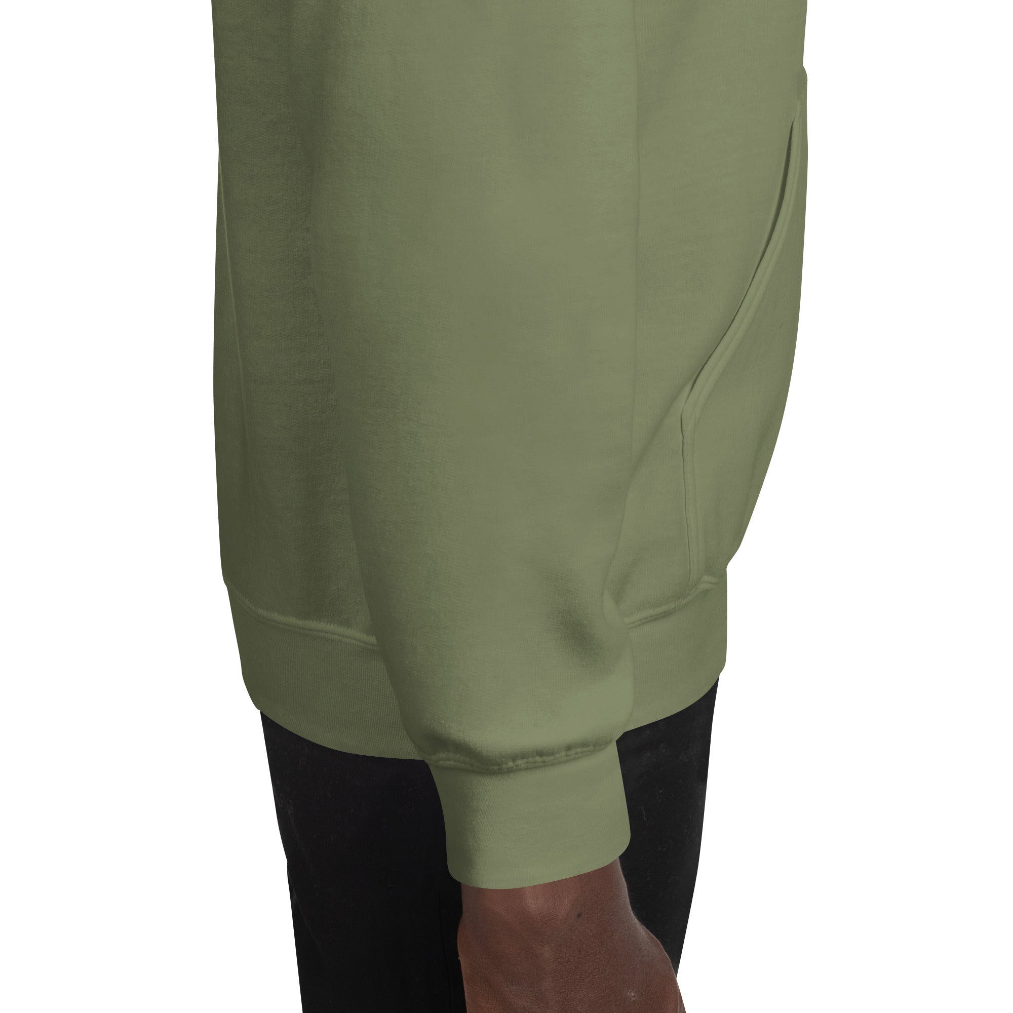 Close-up of green pants on a white background